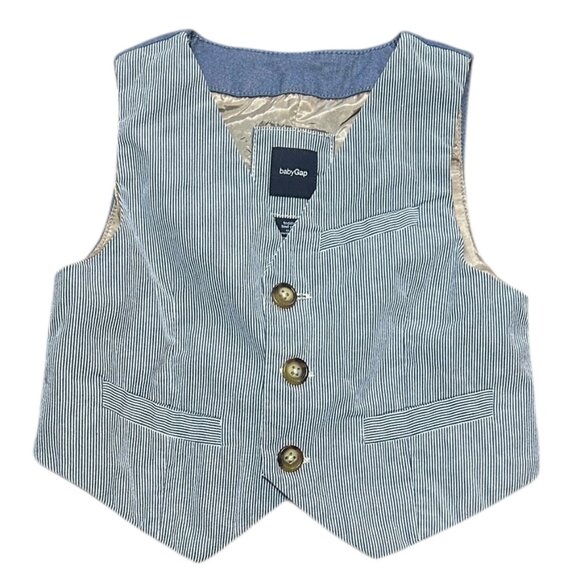 Vintage Baby Gap Boys Light Blue Pinstripe Vest 12–18 Mths Formal Suit Party - Picture 1 of 5